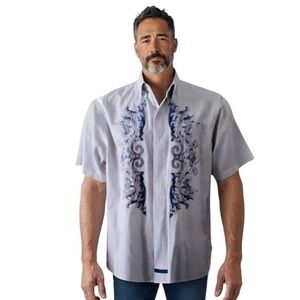 English Laundry Men's Embroidered Button-Up Shirt Size L